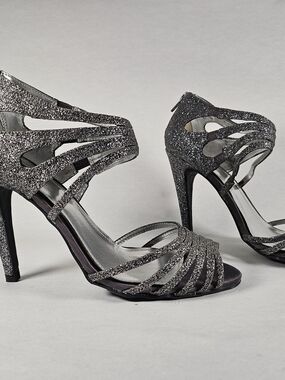 Apt. 9 Glitter Strappy High Heel Sandals - Silver